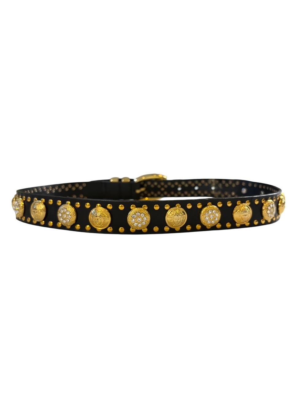 Rare Vintage Gianni Versace Medusa Studded Leather Belt - Picture 7 of 16